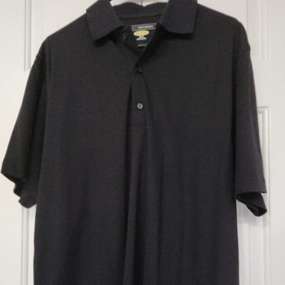 Greg Norman Men's Golf Shirt, Polo-Style Play Dry Moisture-Wicking Black Size M